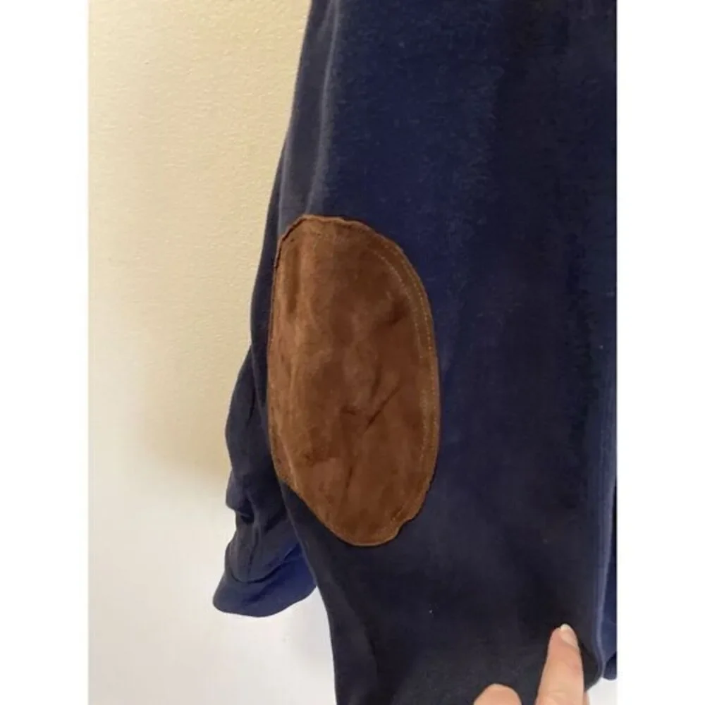Polo Ralph Lauren Sweater 2XLT Navy Blue Suede Elbow Heavyweight Big &‎ Tall